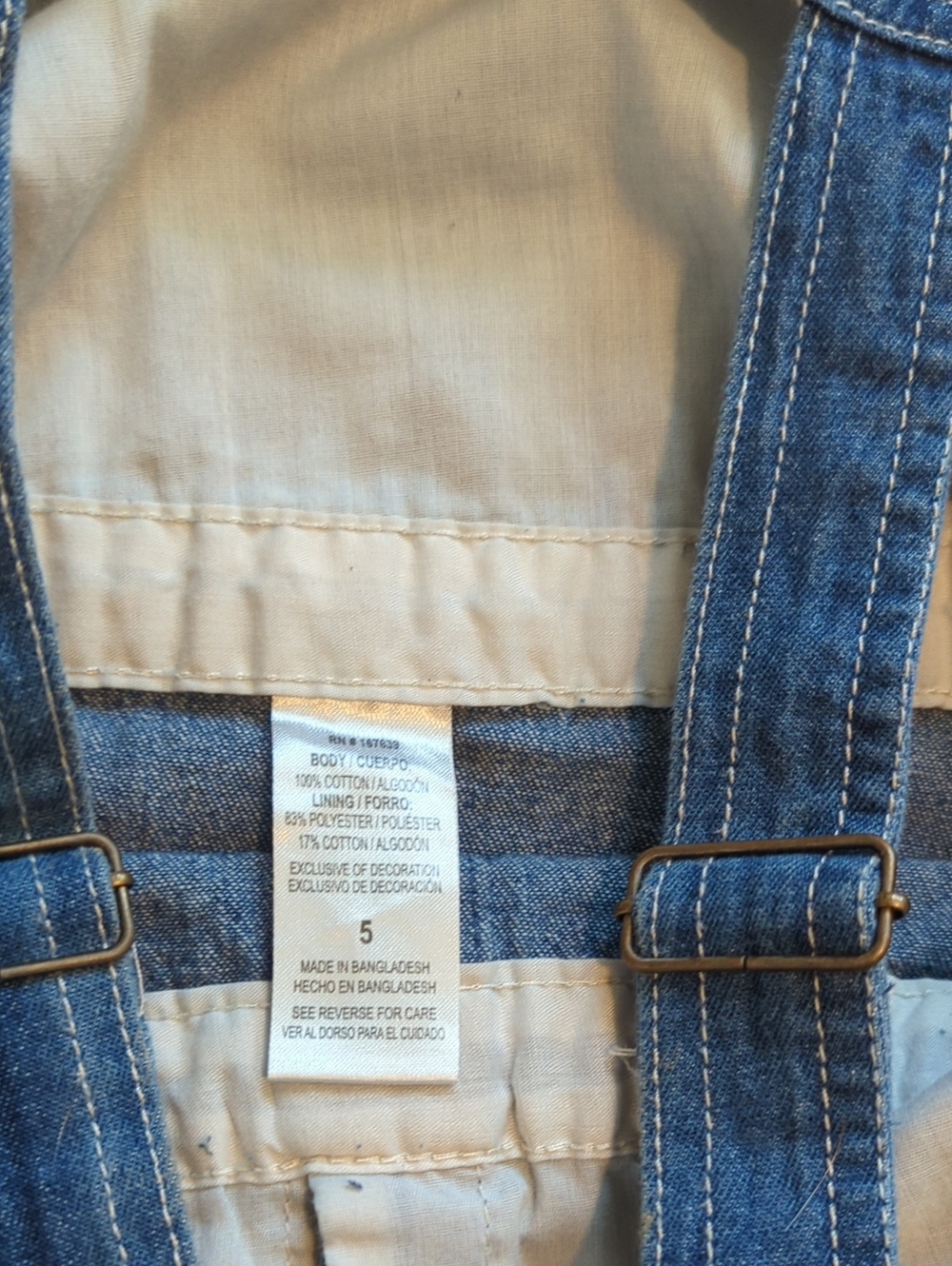 🎀😺 Denim Overall Dress/W Embroidered Cat Pockets /Black L/S Top/ Bow Size 5 - Picture 6 of 11